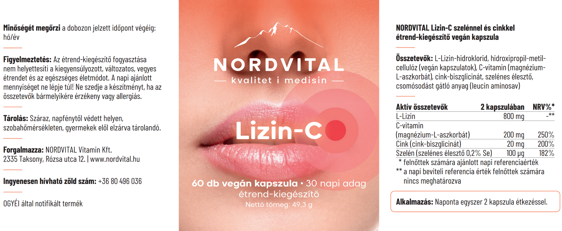 Lizin-C szelénnel és cinkkel vegán kapszula - 60db